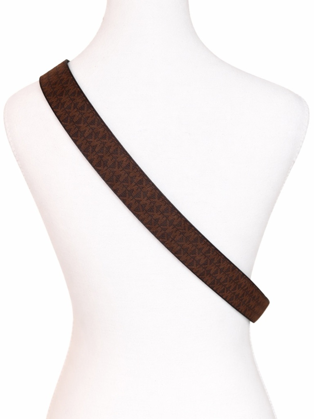 Michael Kors Reversible MK Monogram Belt Black Brown Silver Buckle XL NWT - Picture 2 of 11